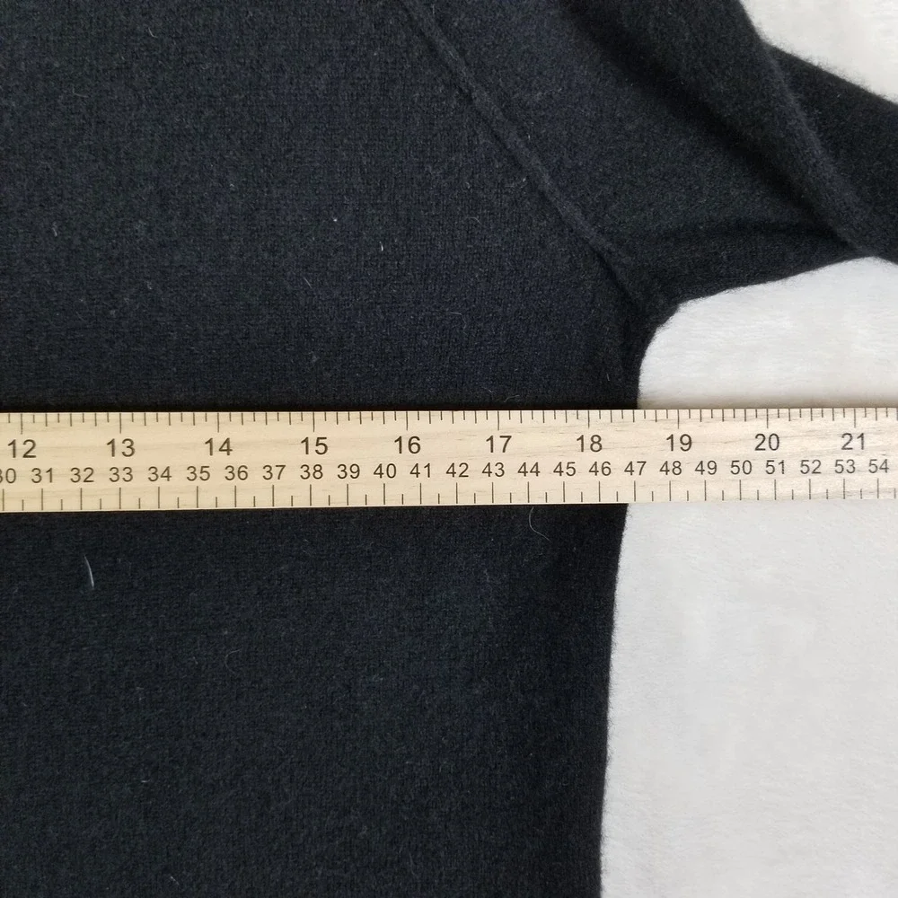 Griffen Cashmere Sweater Women XS Black Mock Neck Ribbed Trim 100% Cashmere‎